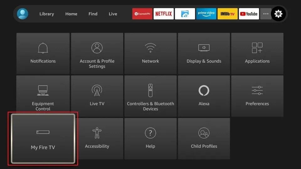 FireStick Settings with My Fire TV option