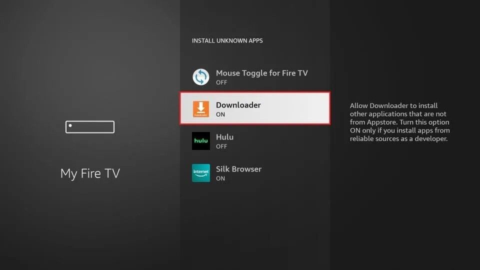 Turning on unknown apps permission for Downloader